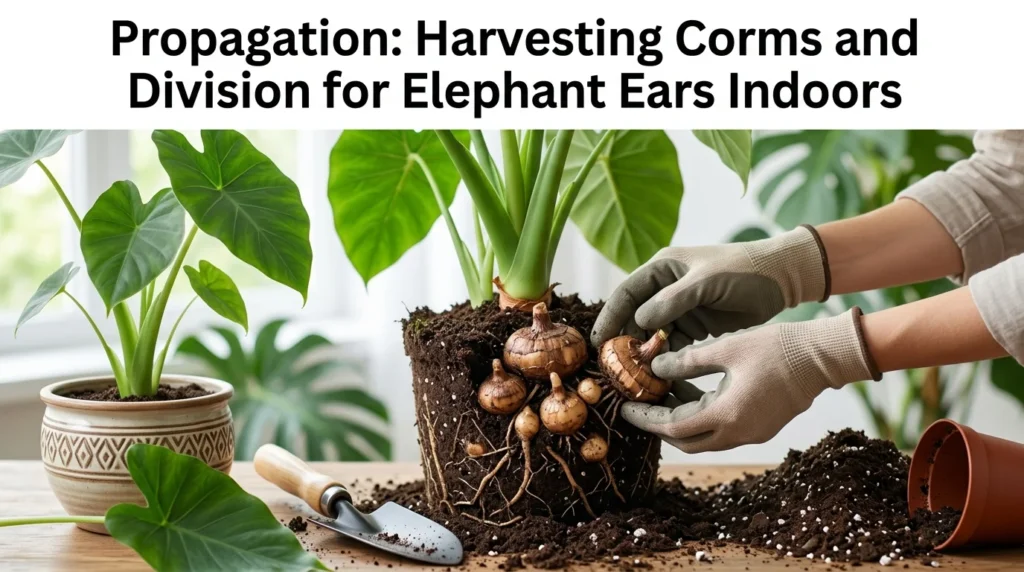 Elephant Ear Plant Indoors Corm Propagation