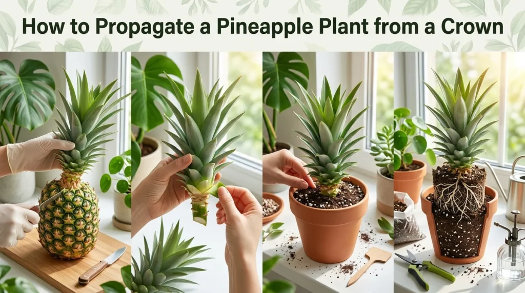 Indoor Pineapple Plant Crown Propagation