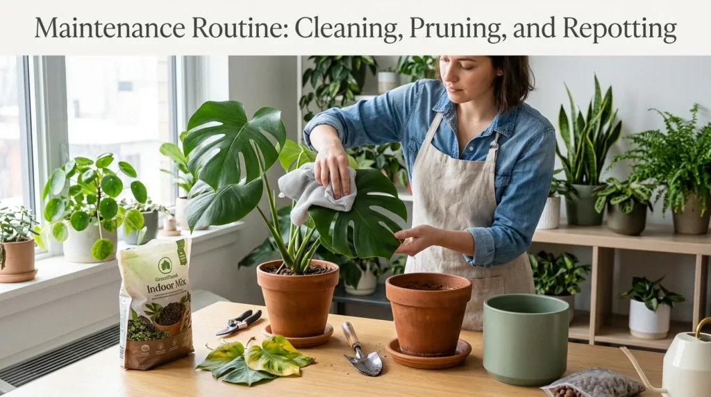 Maintenance Routine: Cleaning, Pruning, and Repotting