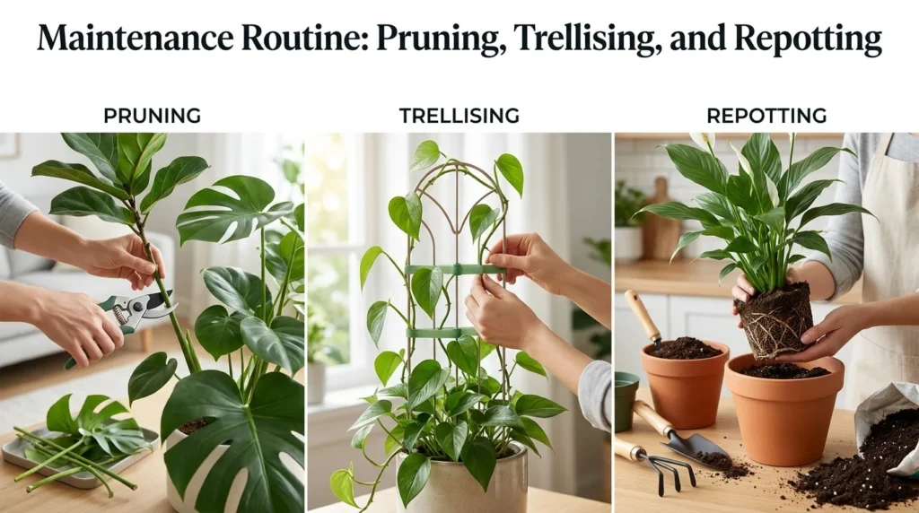 Maintenance Routine: Pruning, Trellising, and Repotting
