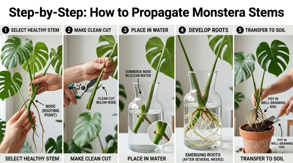 Monstera Plant Care Indoor Propagation Steps