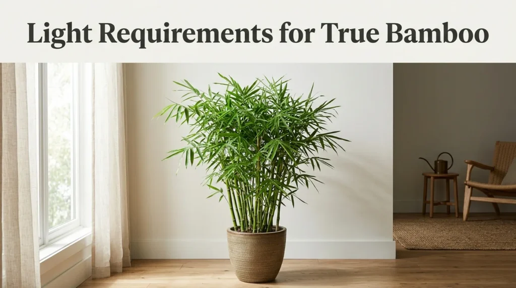 Growing indoor bamboo plants under bright light