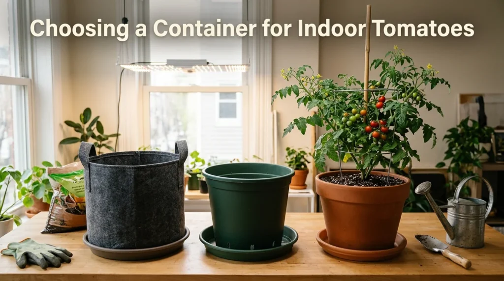 Growing Tomato Plants Indoors Container Choice