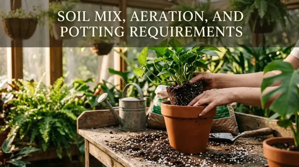 Indoor palm plant soil and potting requirements